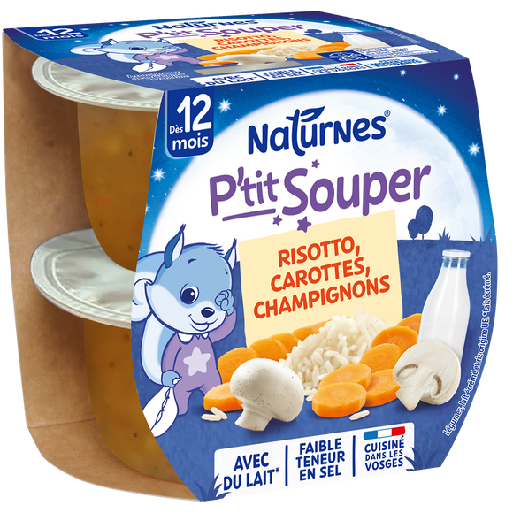NESTLE P'TIT SOUPER - Soupe risotto carottes champignon, dès 12 mois -2x200g