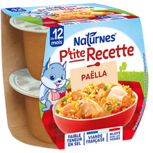 NESTLE P'TITE RECETTE - Plat bébé du midi Paëlla, dès 12 mois - 2x200g- Repas bébé