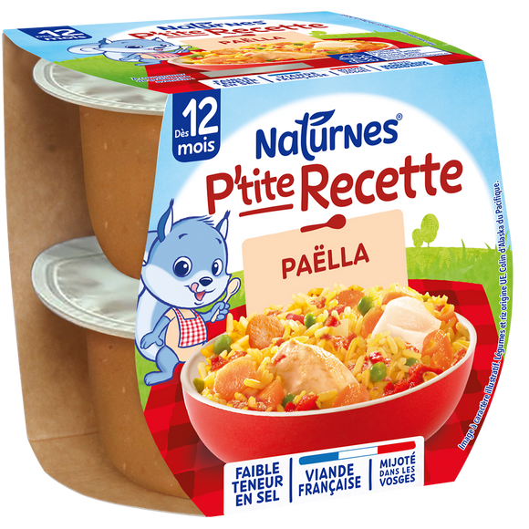 NESTLE P'TITE RECETTE - Plat bébé du midi Paëlla, dès 12 mois - 2x200g- Repas bébé