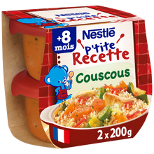 NESTLE P'TITE RECETTE - Plat bébé du midi Couscous, dès 8 mois - 2x200g - Repas bébé