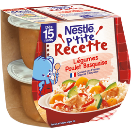 Plats complets P'TITE RECETTE Légumes poulet basquaise 15M+ NESTLE - 2x200g