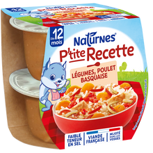 NESTLE P'TITE RECETTE - Plat bébé du midi Légumes poulet basquaise, dès 15 mois - 2x200g - Repas bébé