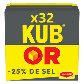 Bouillon cube Kub Or -25% de sel MAGGI, boite de 16 cubes, 121,6g