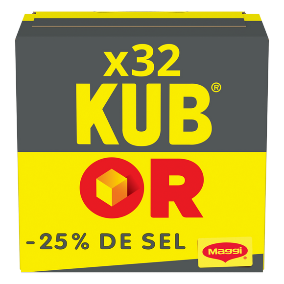 Bouillon cube Kub Or -25% de sel MAGGI, boite de 16 cubes, 121,6g