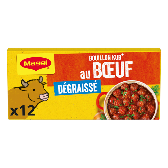 Bouillon cube boeuf dégraissé MAGGI, boite de 12 cubes, 120g