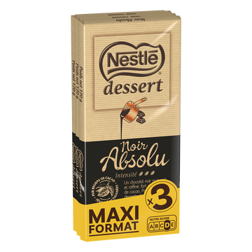 Chocolat noir absolu pâtissier NESTLE DESSERT - 3 tablettes de 170g