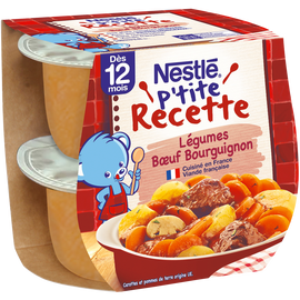Plats complets P'TITE RECETTE Boeuf bourguignon 12M+ NESTLE - 2x200g