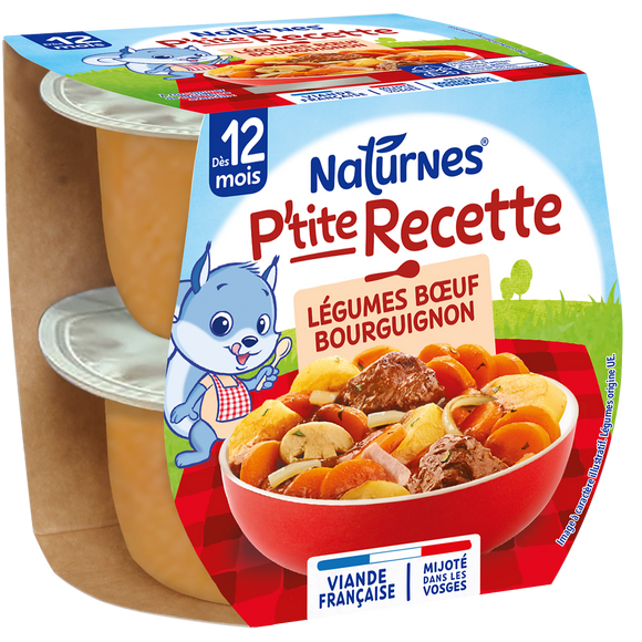 NESTLE P'TITE RECETTE - Plat bébé du midi Boeuf bourguignon, dès 12 mois - 2x200g