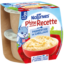 NESTLE P'TITE RECETTE - Parmentier de cabillaud, dès 8 mois - 2x200g -Repas bébé