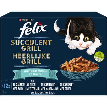Sachets fraîcheur pour chat Succulent Grill Poissons FELIX - 12x80g