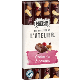 Chocolat noir cranberries amandes NESTLE L'ATELIER - Tablette 170g