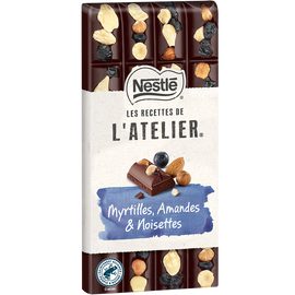 Chocolat noir myrtilles amandes noisettes NESTLE L'ATELIER - Tablette170g