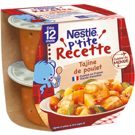 Plats complets P'TITE RECETTE Tajine de poulet 12M+ NESTLE - 2x200g