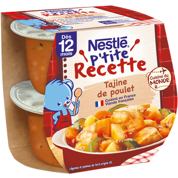 Plats complets P'TITE RECETTE Tajine de poulet 12M+ NESTLE - 2x200g