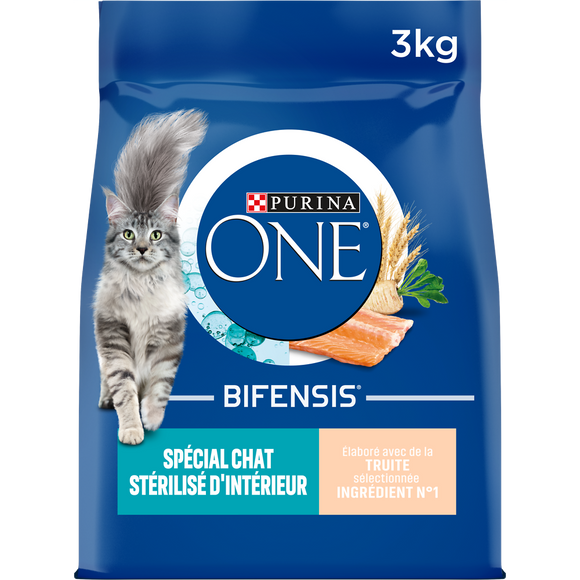 Croquettes chat stérilisé d'intérieur Truite Céréales PURINA ONE - 3kg