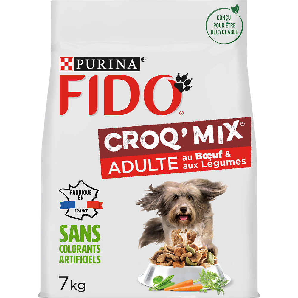 Croquettes pour chien adulte CROQ MIX Boeuf, Légumes FIDO - 7kg