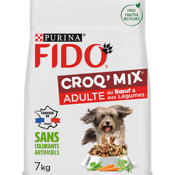 Croquettes pour chien adulte CROQ MIX Boeuf, Légumes FIDO - 7kg