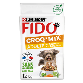 Croquettes pour chien adulte CROQ MIX Poulet, Légumes FIDO - 12kg