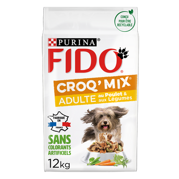 Croquettes pour chien adulte CROQ MIX Poulet, Légumes FIDO - 12kg