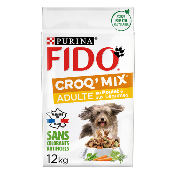 Croquettes pour chien adulte CROQ MIX Poulet, Légumes FIDO - 12kg