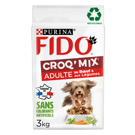 Croquettes pour chien adulte CROQ MIX Boeuf, Légumes FIDO - 3kg