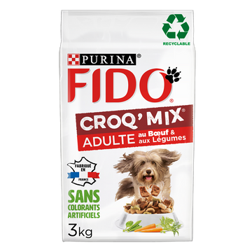 Croquettes pour chien adulte CROQ MIX Boeuf, Légumes FIDO - 3kg