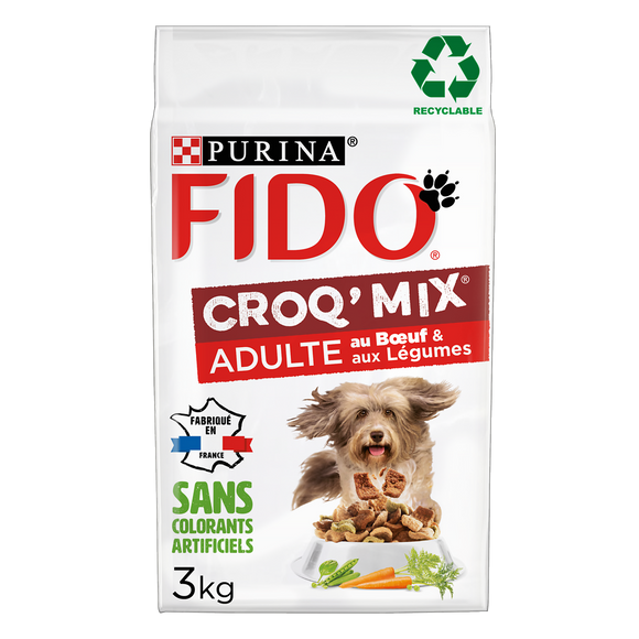 Croquettes pour chien adulte CROQ MIX Boeuf, Légumes FIDO - 3kg