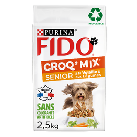 Croquettes pour chien senior > 7ans CROQ MIX Volaille, Légumes FIDO -2,5kg
