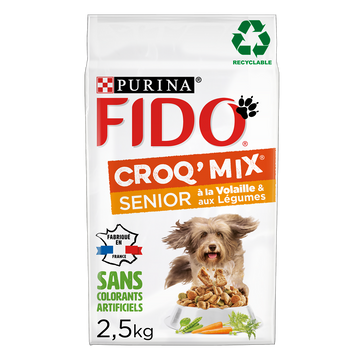 Croquettes pour chien senior > 7ans CROQ MIX Volaille, Légumes FIDO -2,5kg