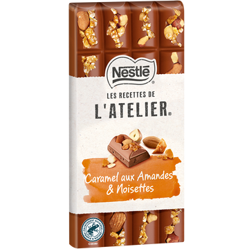Chocolat lait caramel amandes noisettes NESTLE L'ATELIER - Tablette 170g