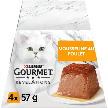 Sachets fraîcheur pour chat REVELATIONS Mousseline au Poulet GOURMET -4x57g