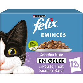 Sachets fraîcheur pour chat Emincés en Gelée Mixte FELIX - 12x85g