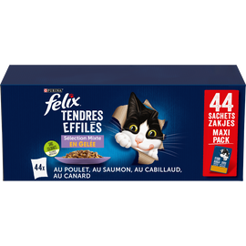 Sachet fraîcheur pour chat FELIX tendres effilées mixte en gelée - 44x85g
