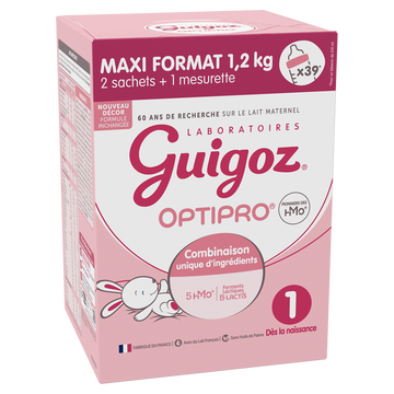 GUIGOZ OPTIPRO - Lait infantile en poudre 1er âge, de 0 à 6 mois - 2x600g