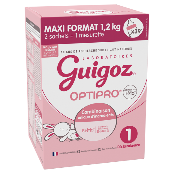 GUIGOZ OPTIPRO - Lait infantile en poudre 1er âge, de 0 à 6 mois - 2x600g