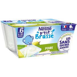Desserts lactés P'TIT BRASSE SSA Poire 6M+ NESTLE - 4x90g
