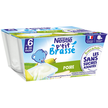 Desserts lactés P'TIT BRASSE SSA Poire 6M+ NESTLE - 4x90g