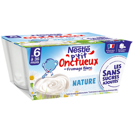 Desserts lactés P'TIT ONCTUEUX SSA Fromage blanc 6M+ NESTLE - 4x90g