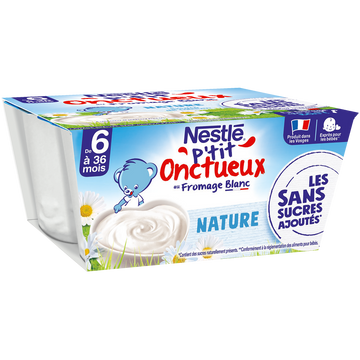 Desserts lactés P'TIT ONCTUEUX SSA Fromage blanc 6M+ NESTLE - 4x90g