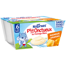 NESTLE P'TIT ONCTUEUX - Dessert lacté p'tit onctueux au fromage blancmangue ananas, de 6 à 12 mois - 4x90g