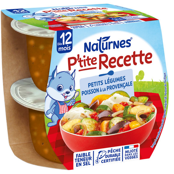 NESTLE P'TITE RECETTE - Plat bébé du midi Poisson à la provençale, dès12 mois - 2x200g - Repas bébé