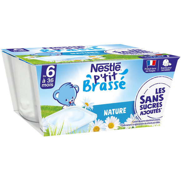 P'tit brassé nature dès 6 mois NESTLE coupelles 4x90g 360g