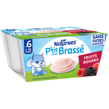 NESTLE P'TIT BRASSE - P'tit brassé fruits rouges, de 6 à 12 mois - 4x90g