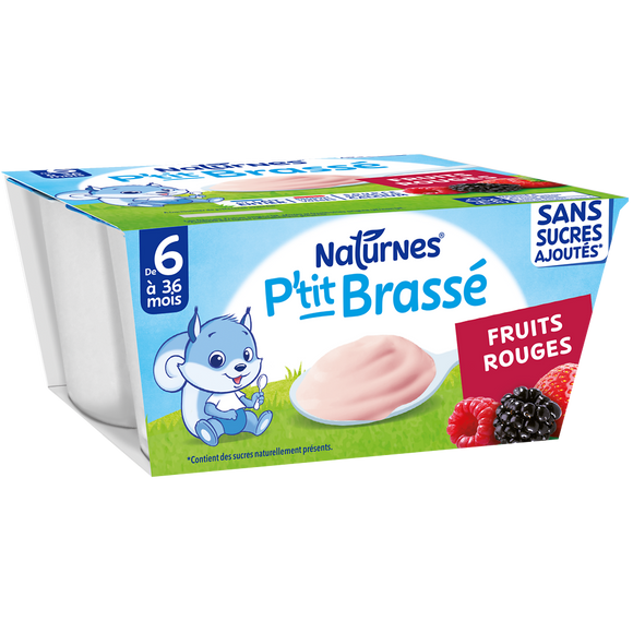 NESTLE P'TIT BRASSE - P'tit brassé fruits rouges, de 6 à 12 mois - 4x90g
