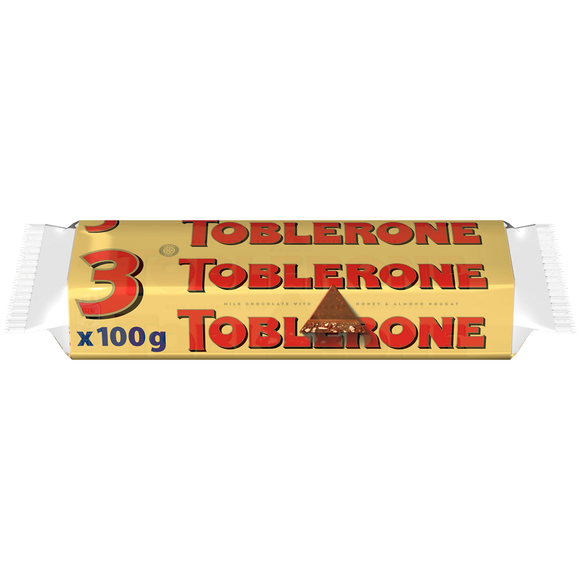 Chocolat barres Toblerone lait 3x100g - Paquet de 300g