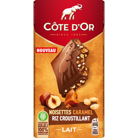 Chocolat Ultra Gourmand lait noisettes caramel riz COTE D'OR - Paquetde 170g