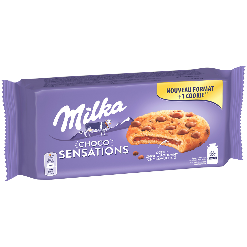 Cookies sensation aux pépites de chocolat au lait MILKA - Paquet de 208g
