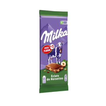 Chocolat au lait éclats de noisettes MILKA - Tablette de 125g