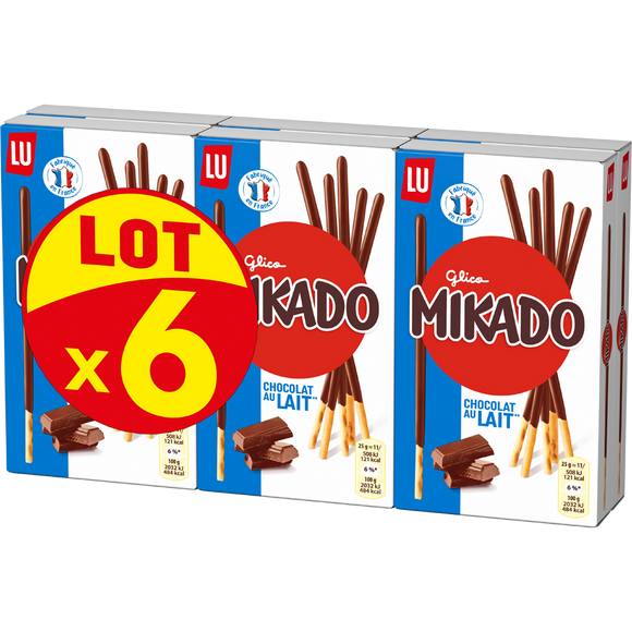 Biscuits chocolat au lait MIKADO Lu, 6x100g, 600g