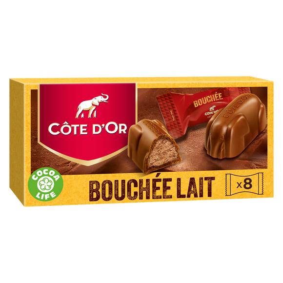 Bouchées chocolat lait noisetes amandes COTE D'OR - Boîte de 200g